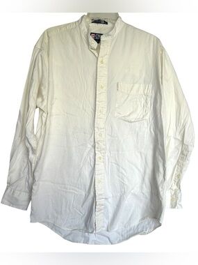 Vintage Chaps Ralph Lauren Mens 15 Button Down Shirt Off-white Crest Logo